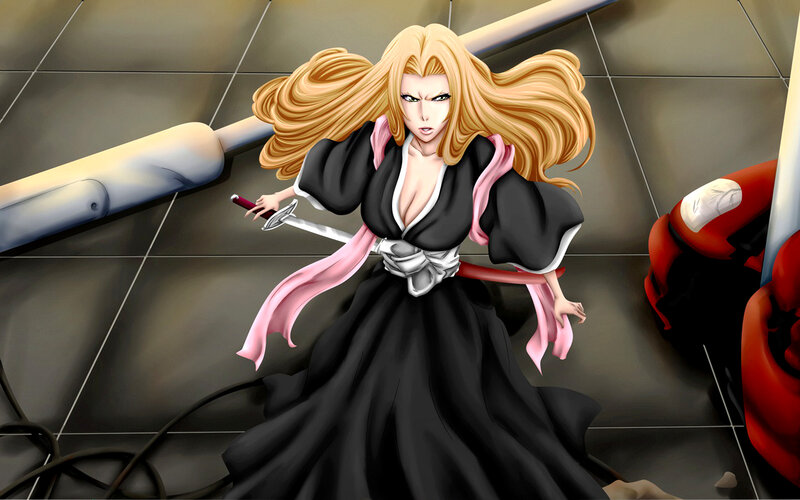 Blonde Woman in Black Robe — Dramatic, Anime
