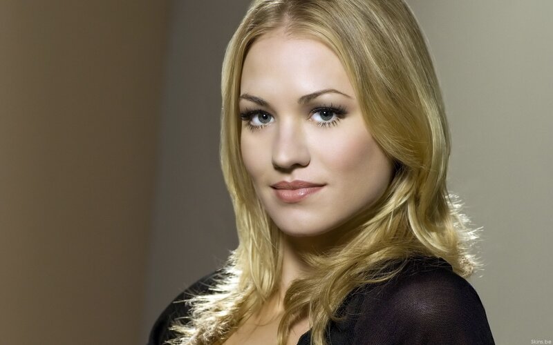 blonde woman in black top