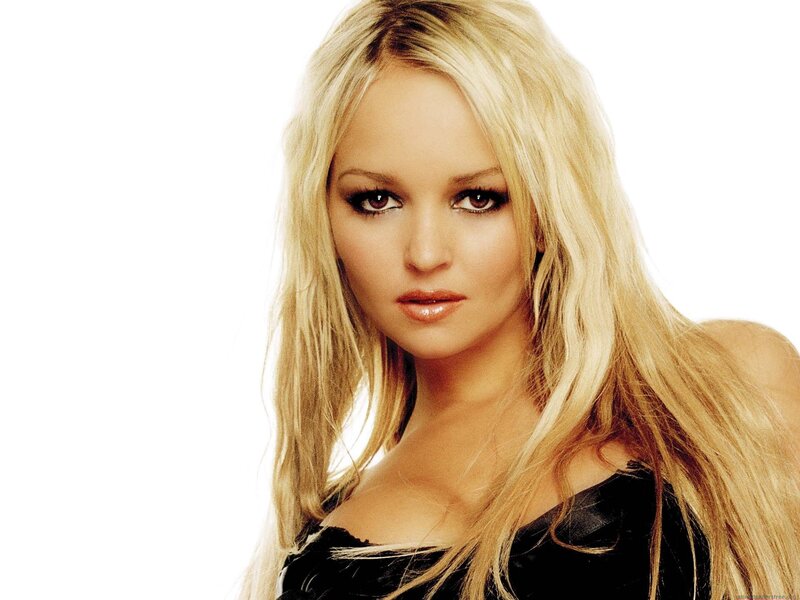 blonde woman in black top