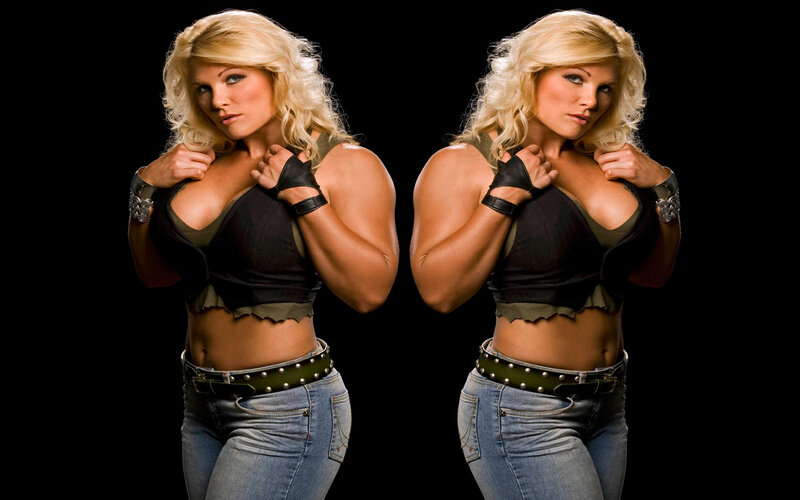 blonde woman in black top