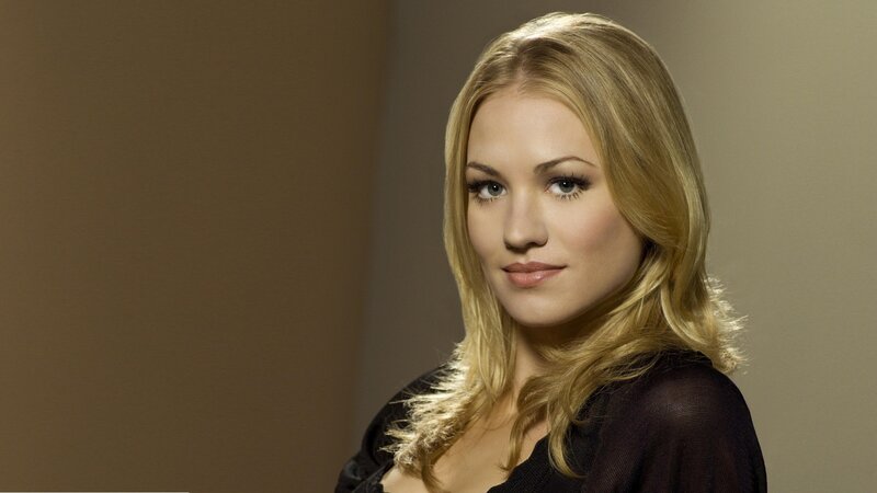 blonde woman in black top