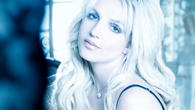 Blonde Woman in Black Top — Blue, Cool, Photograph