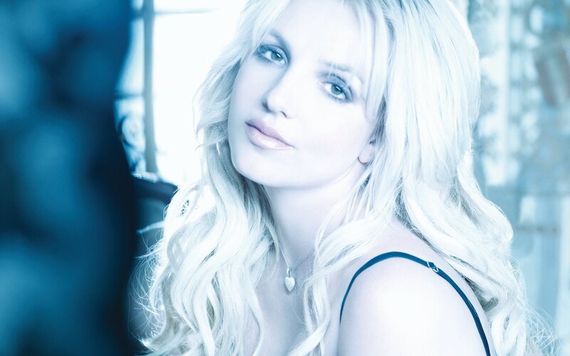 Blonde Woman in Black Top — Blue, Cool