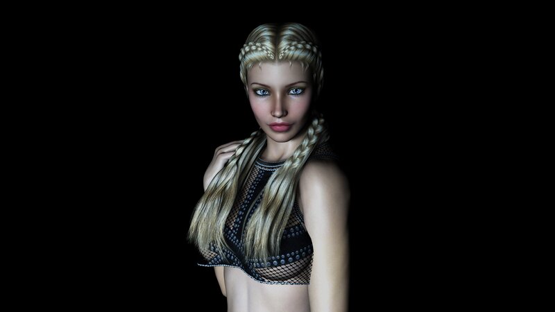 Blonde Woman in Black Top — Dramatic, 3d Render