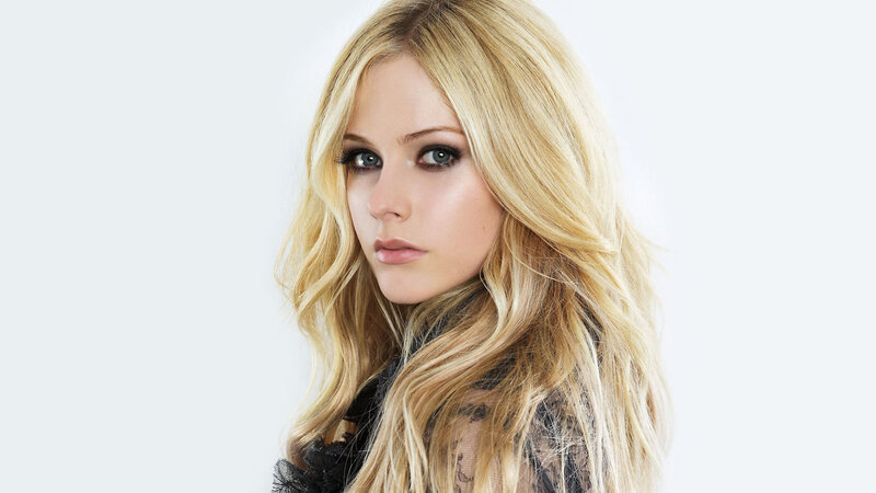 Blonde Woman in Black Top — White, Neutral