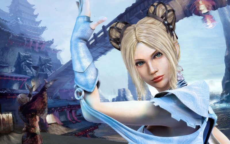 Blonde Woman in Blue Armor — Dramatic