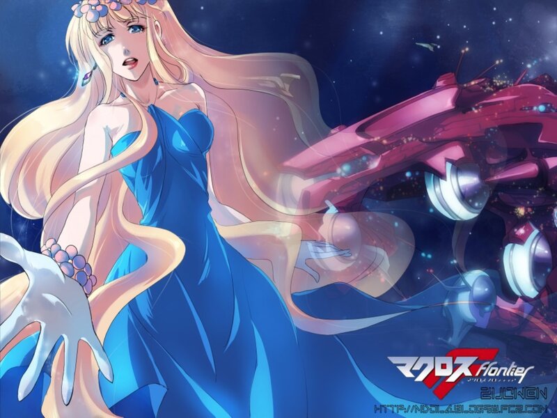 Blonde Woman in Blue Dress — Dramatic, Night, Anime