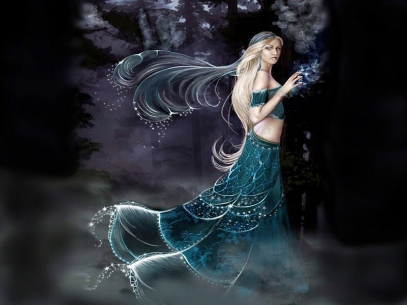 Blonde Woman in Blue Dress — Mystical