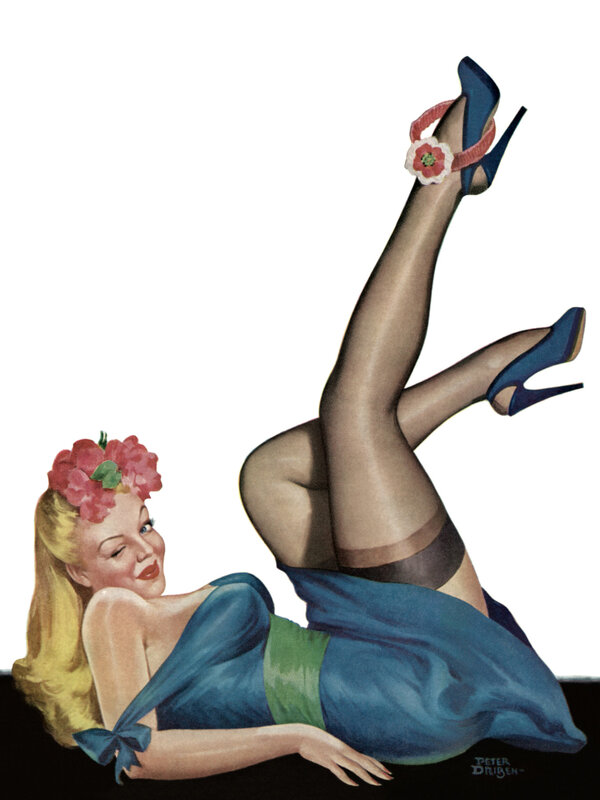 Blonde Woman in Blue Dress — Playful, Illustration