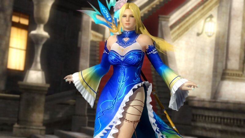 Blonde Woman in Blue Dress — Serene, Afternoon, 3d Render