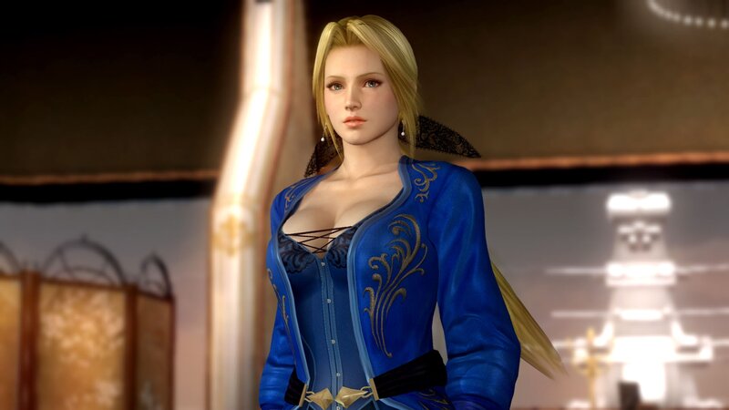 Blonde Woman in Blue Jacket — Neutral