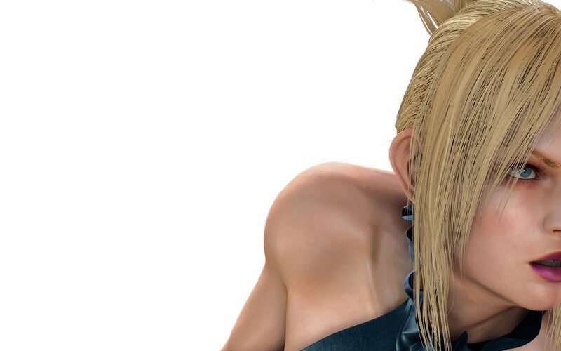 blonde woman in blue top