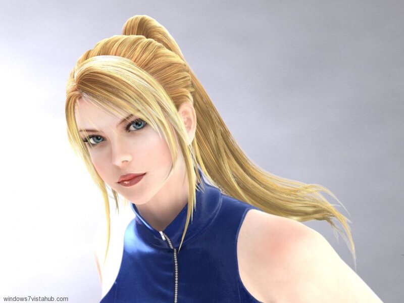 Blonde Woman in Blue Top — Neutral, 3d Render