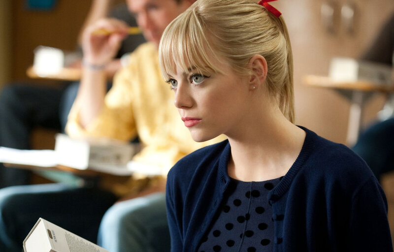 Blonde Woman in Classroom — Blue, Serious