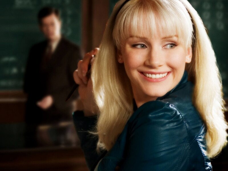 Blonde woman in classroom