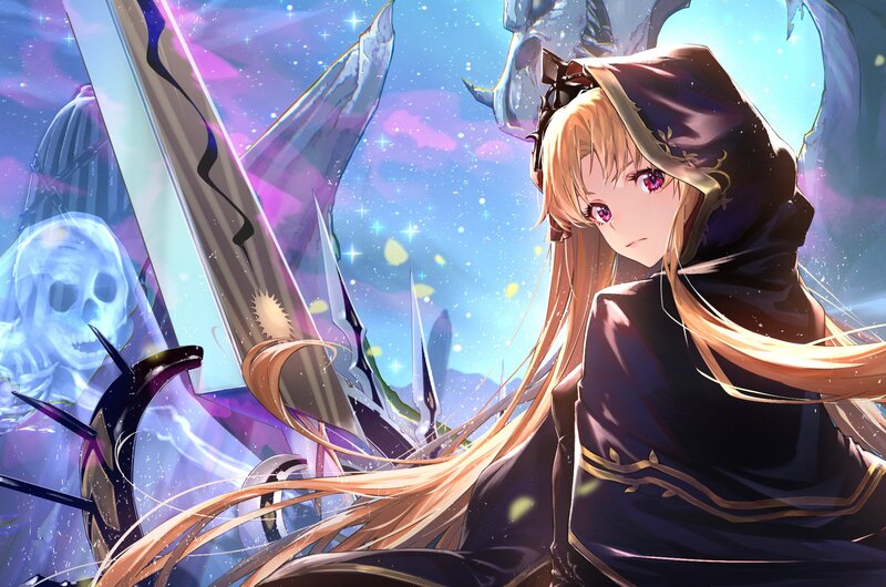 Blonde Woman in Cloak — Blue