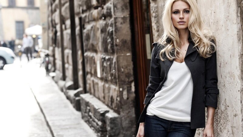 Blonde Woman in Coat — Black, Confident, Afternoon, Photograph