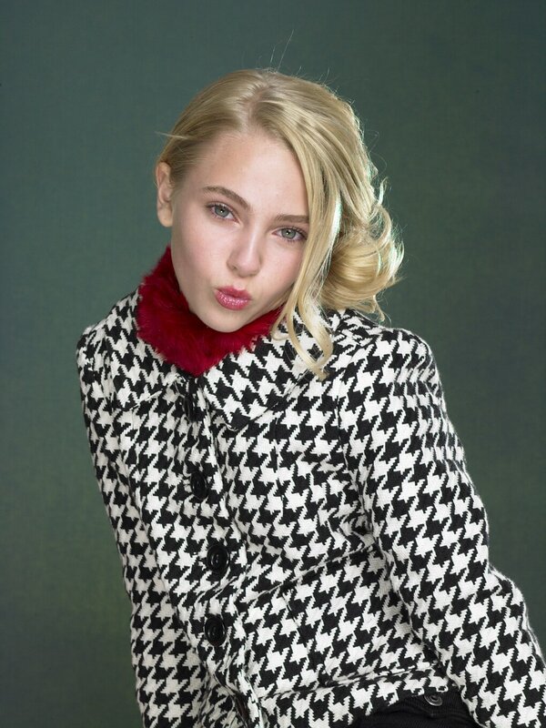 Blonde Woman in Coat — Black, Confident, Photograph