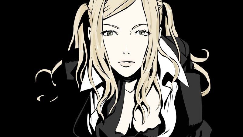 Blonde Woman in Coat — Black, Dramatic
