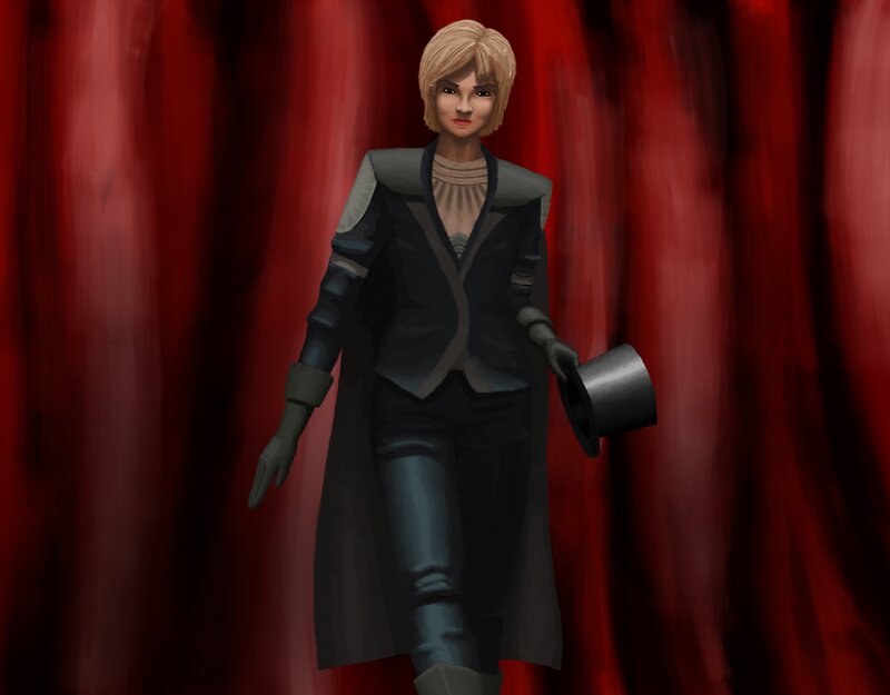 Blonde Woman in Coat — Red