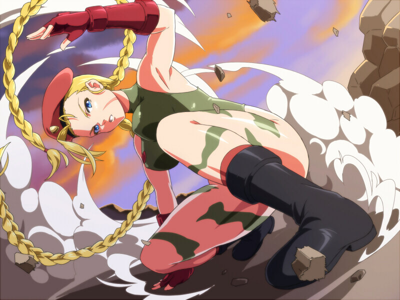 Blonde Woman in Combat Gear — Green