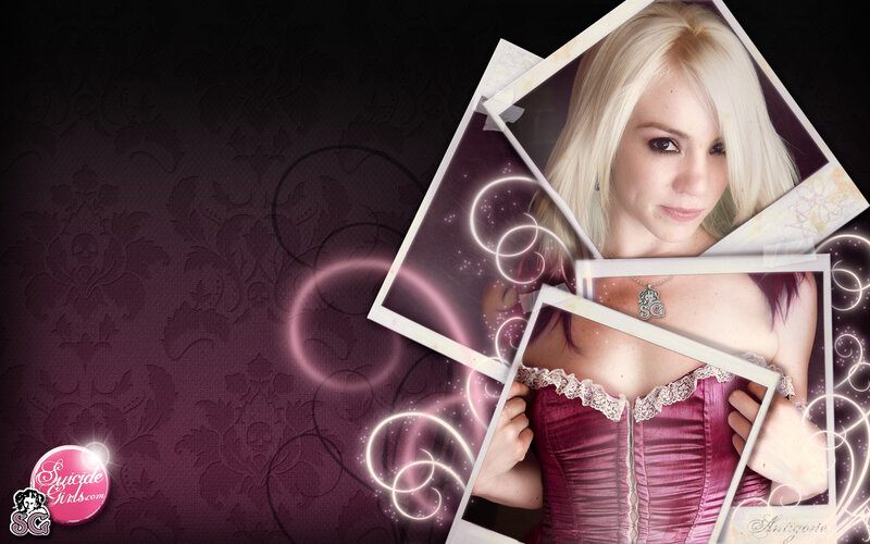 blonde woman in corset collage