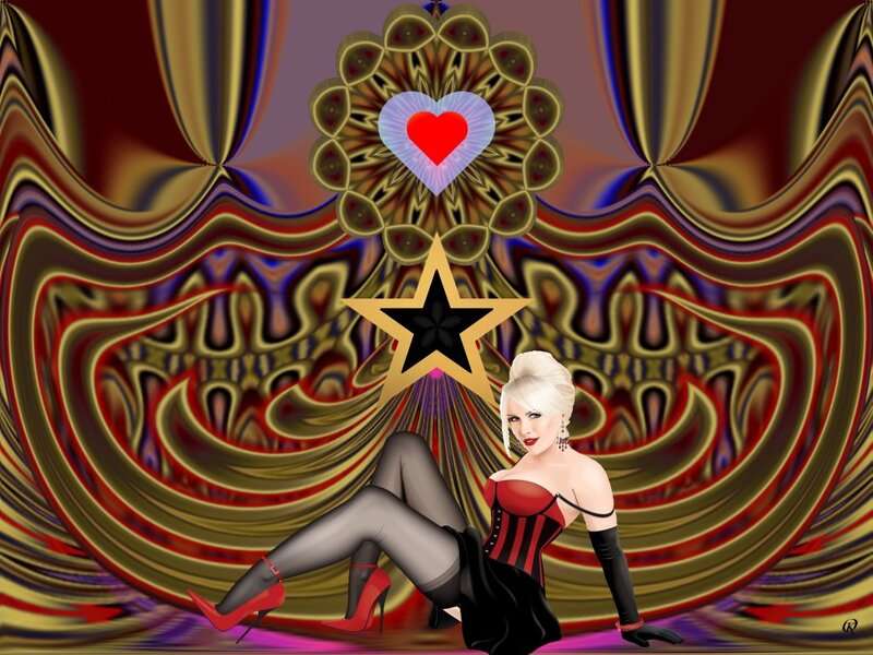 Blonde Woman in Corset — Red