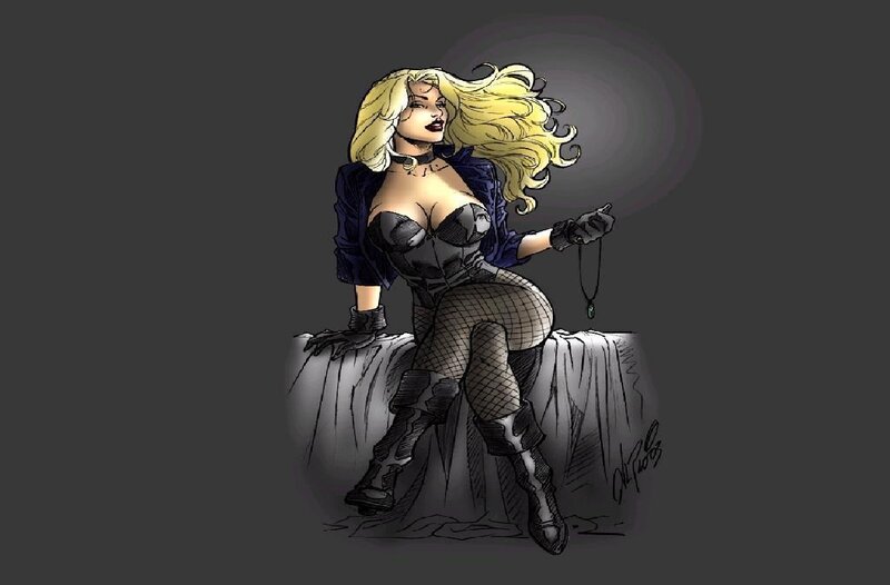 Blonde Woman in Costume — Black, Dramatic, Comic