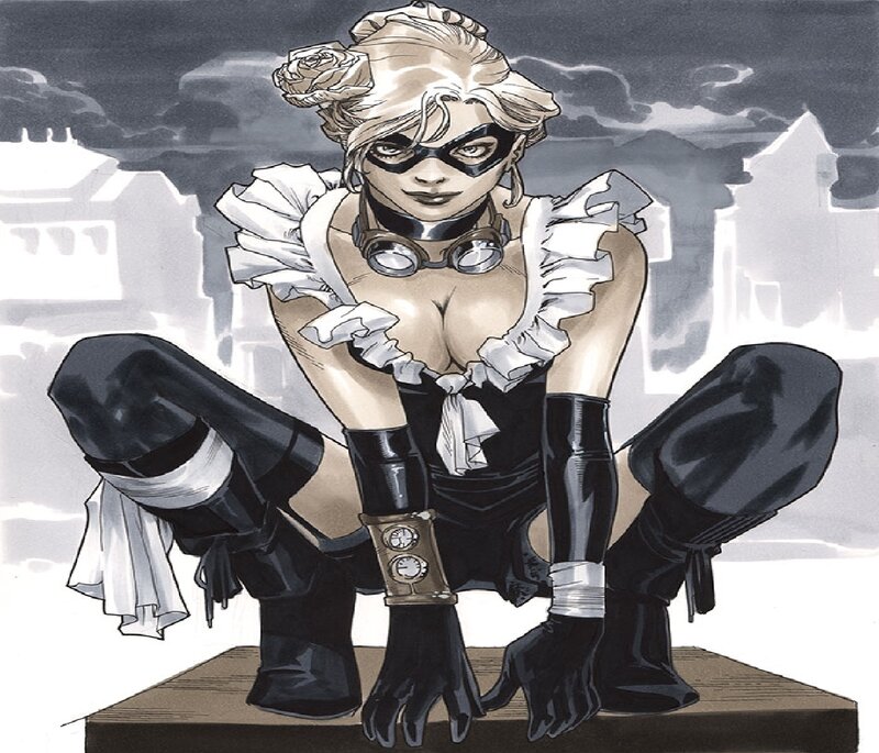 Blonde Woman in Costume — Black, Dramatic, Night