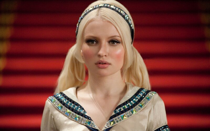 Blonde Woman in Costume — Red, Dramatic