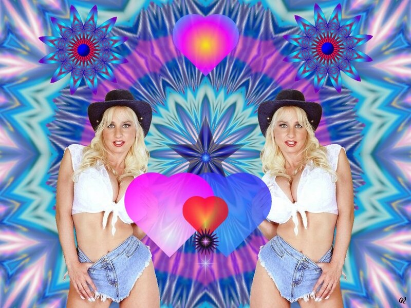 Blonde Woman in Cowboy Outfit — Blue, Psychedelic