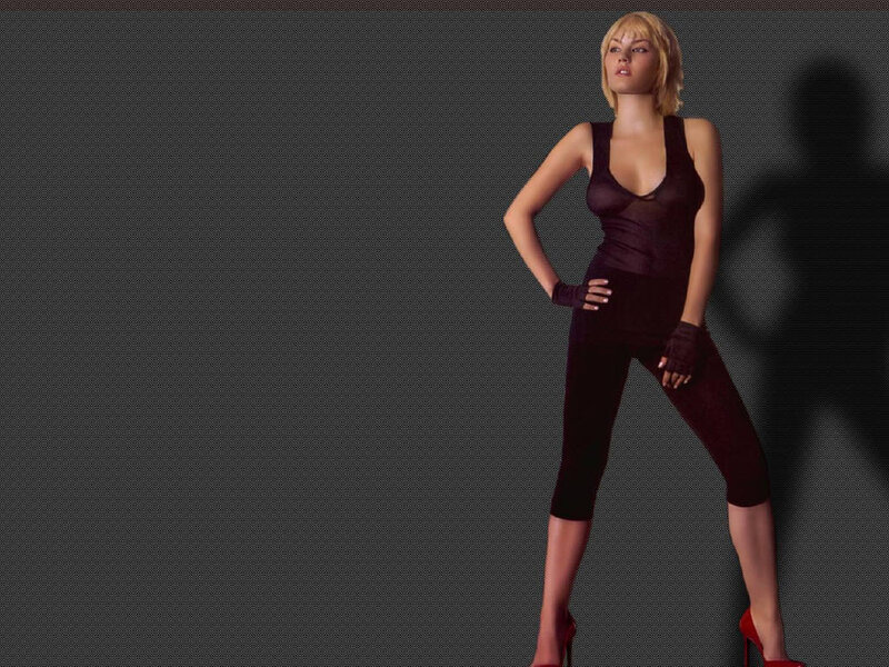 Blonde Woman in Dark Outfit