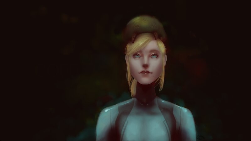 Blonde Woman in Dark Setting — Black