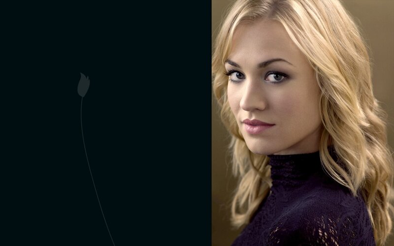 blonde woman in dark top