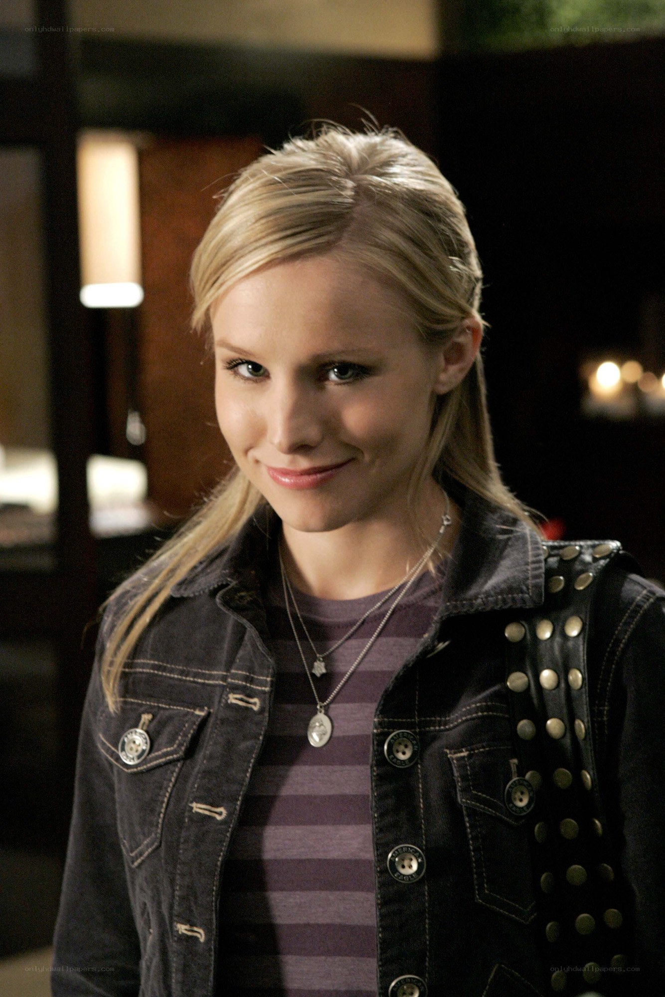 blonde woman in denim jacket