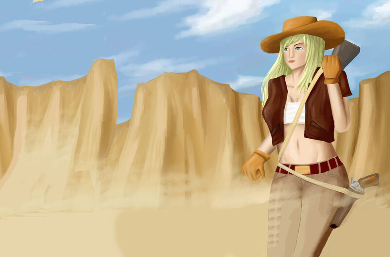 Blonde Woman in Desert — Blue