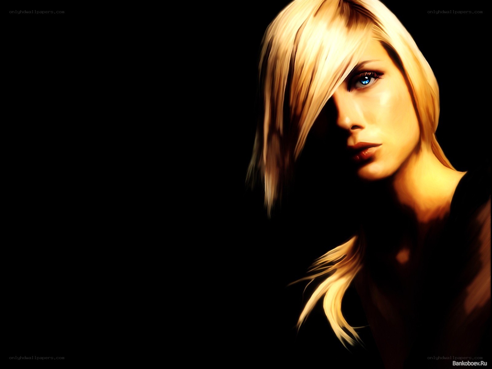 blonde woman in dramatic lighting
