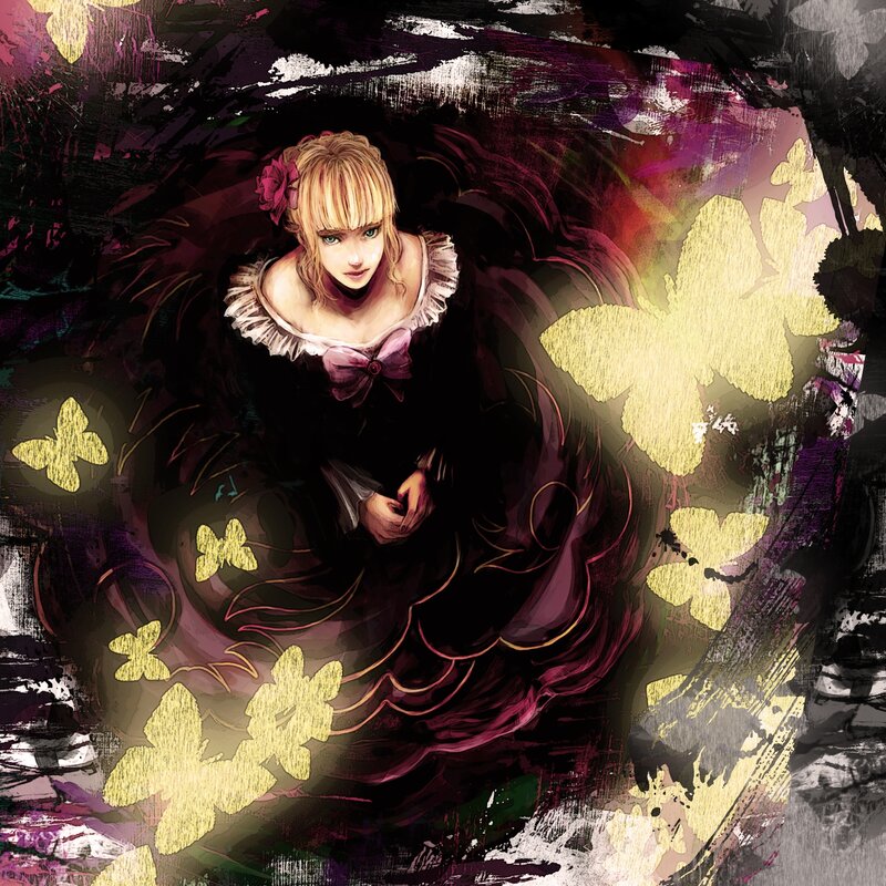 Blonde Woman in Dress — Black, Dramatic