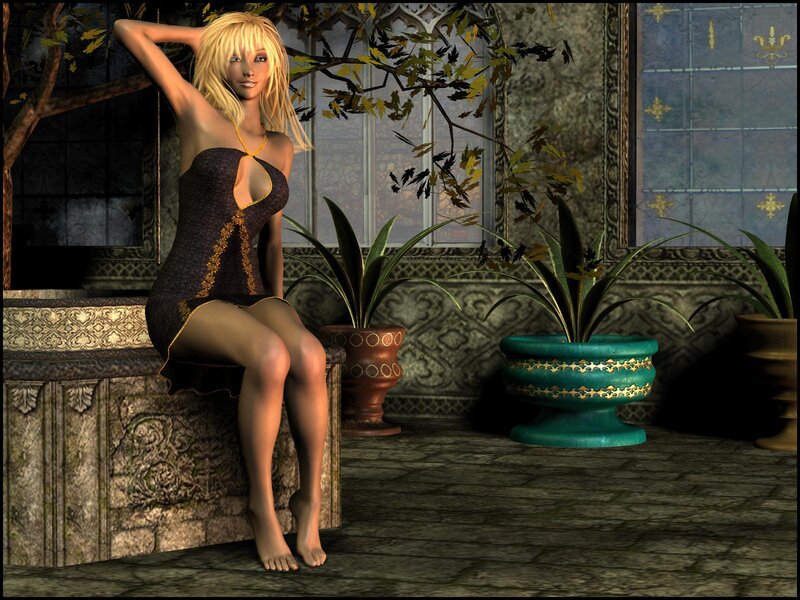 Blonde Woman in Dress — Brown, Serene