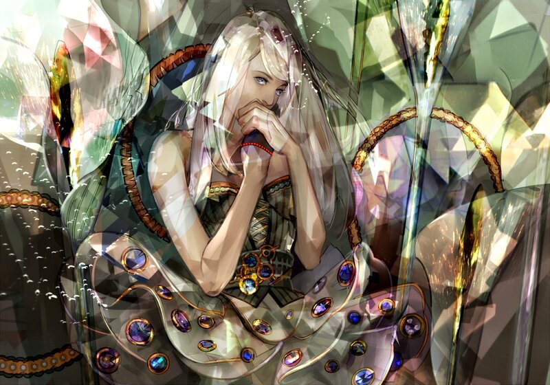 Blonde Woman in Dress — Green, Dramatic