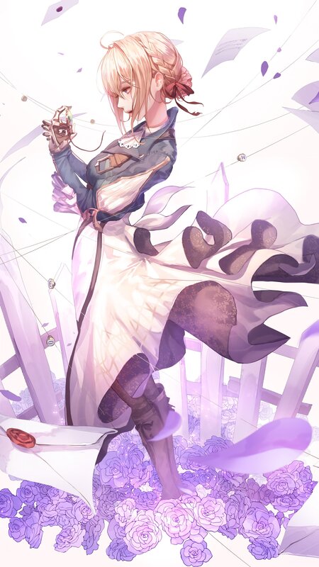 Blonde Woman in Dress — Purple, Serene