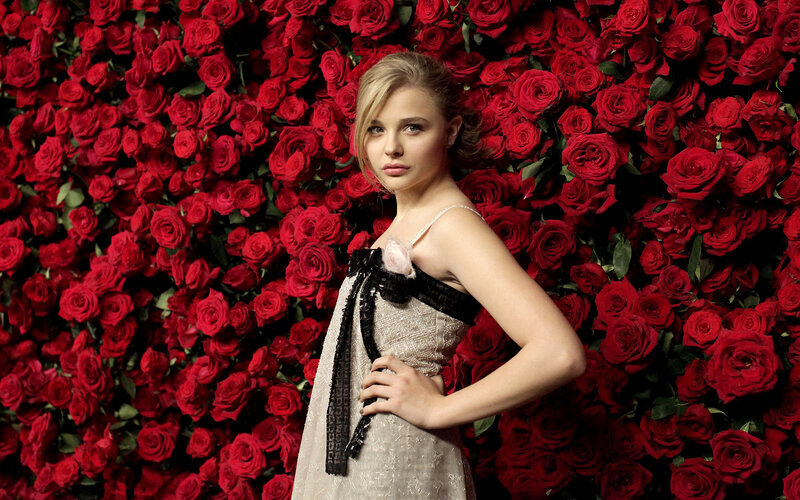 Blonde Woman in Dress — Red, Dramatic, Photograph