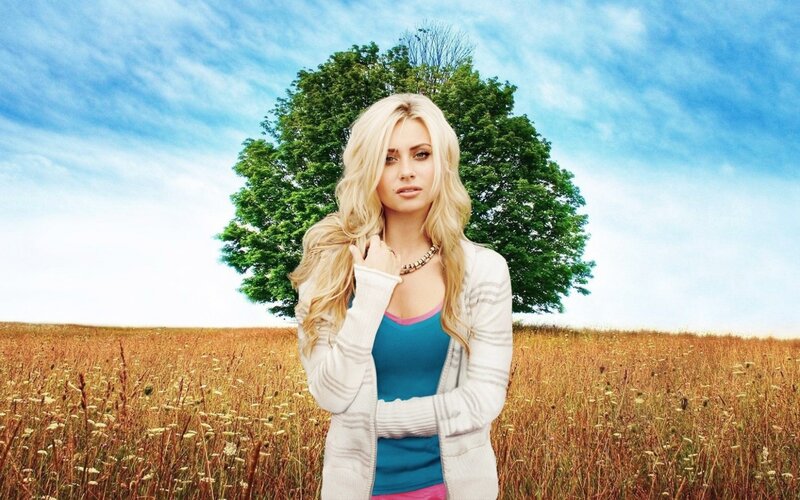 Blonde Woman in Field — Blue, Serene
