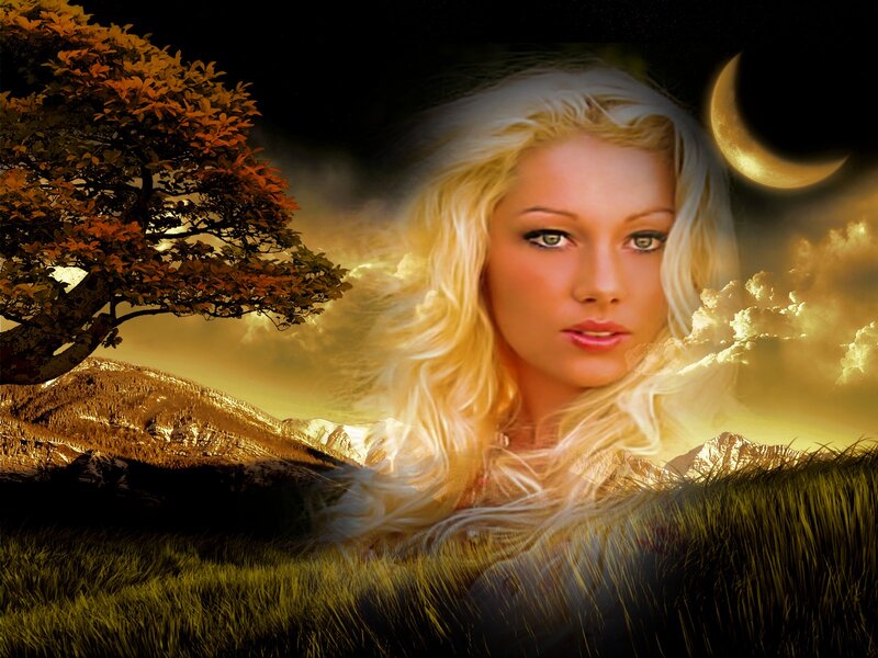 Blonde Woman in Field — Gold