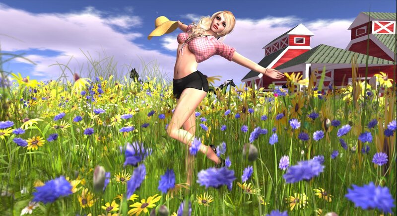 Blonde Woman in Field — Green, Serene, Afternoon