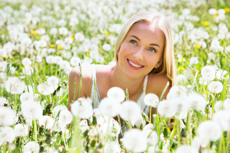 Blonde Woman in Field — White