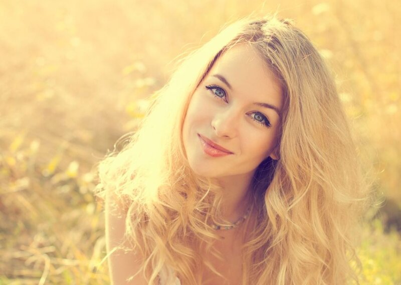 Blonde Woman in Field — Yellow, Serene, Afternoon