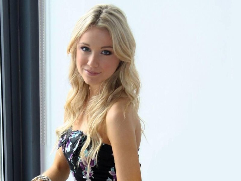 Blonde Woman in Floral Dress — Black