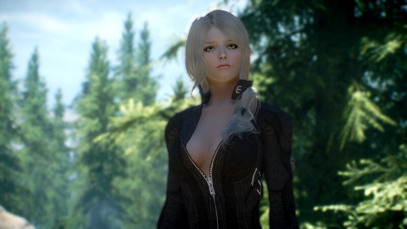 blonde woman in forest
