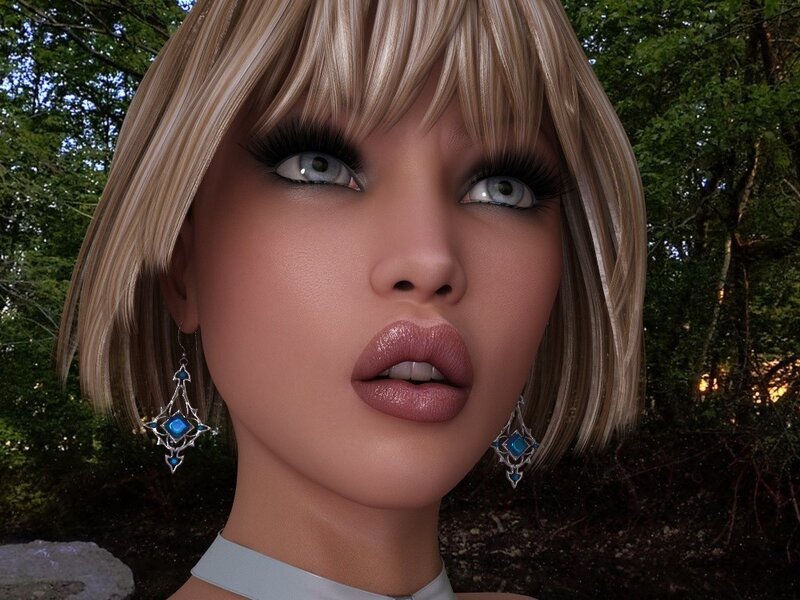 blonde woman in forest